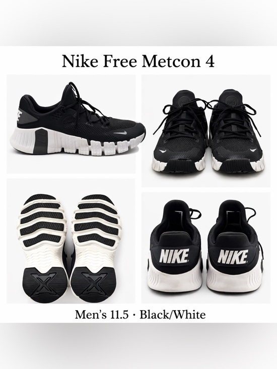 Nike Other - Nike Free Metcon 4 Black White Training Shoes Mens Size 11.5 CT3886-010